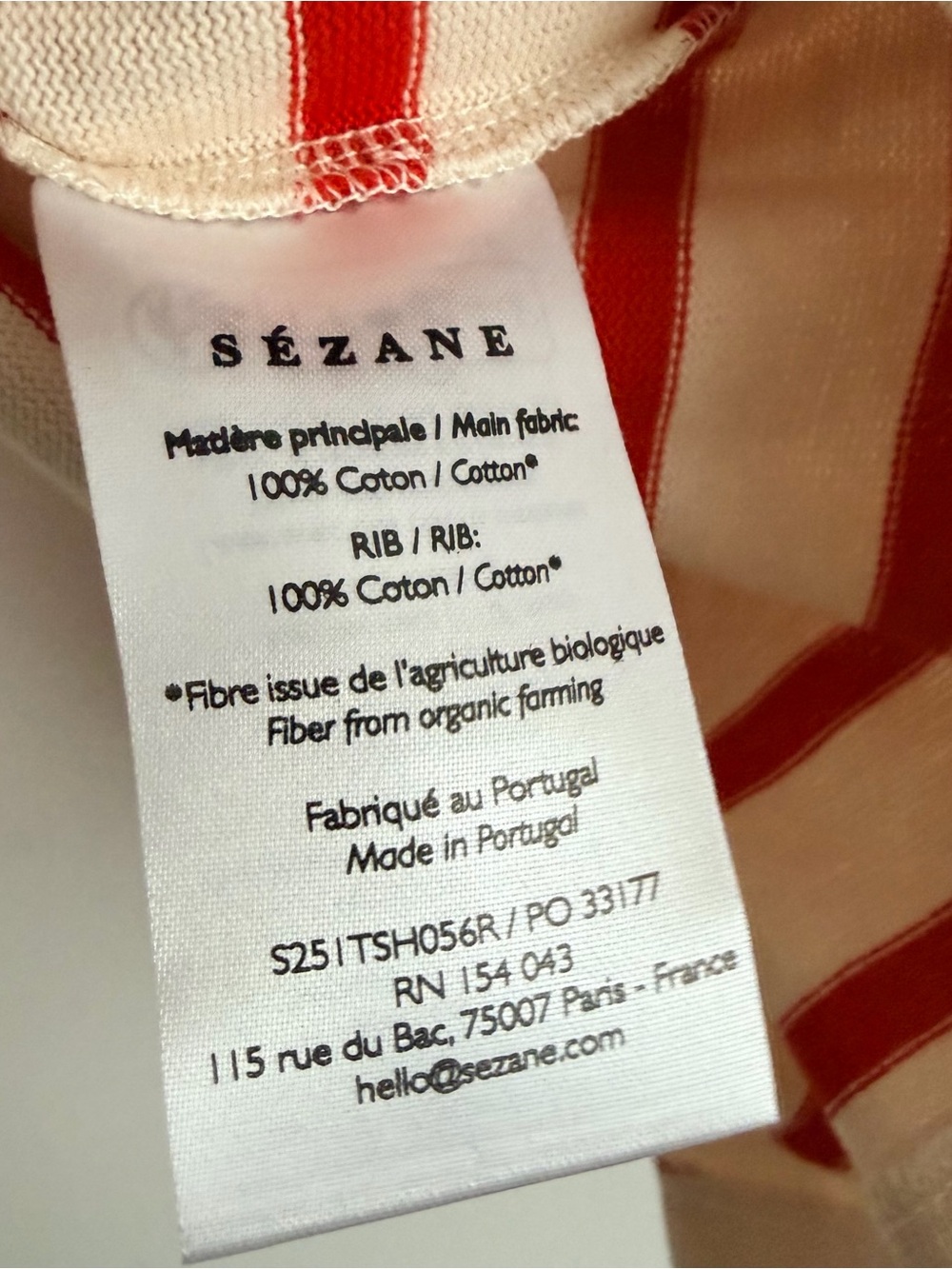 Sezane Red and Cream Striped Long Sleeve Tee - Picture 5 of 7